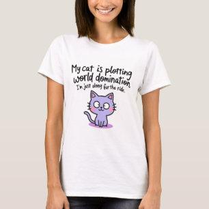 T-shirt Chat comploter la domination mondiale