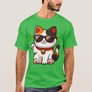 T-shirt Chat confiant portant des lunettes de soleil et fa