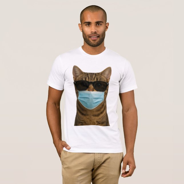 T-shirt Chat cool avec des nuances et un masque (Devant entier)