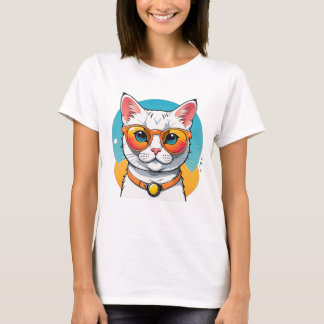 T-shirt Chat Cool en Lunettes de Soleil