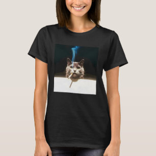 T-shirt Chat Cool Fume Mème Humour Rétro pour Fans de Chat