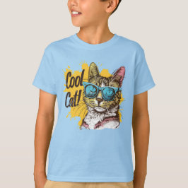 T-shirt "Chat Cool" portant des lunettes de soleil