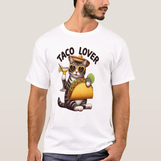 T-shirt Chat cool Profitant Du Mardi Taco (Devant)
