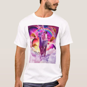 T-shirt Chat cosmique équitation Alpaca Unicorn T Chemise
