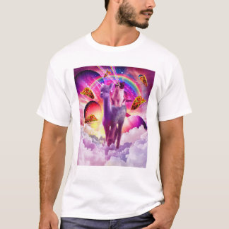 T-shirt Chat cosmique équitation Alpaca Unicorn T Chemise