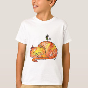 T-shirt chat couché blanc mignon