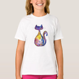 T-shirt chat couleur blanc mignon