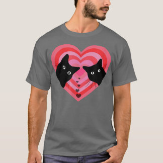 T-shirt Chat Couple Retro Vintage Funny Chat Noir Valentin