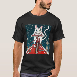 T-shirt Chat courageux faisant du vélo au Japon