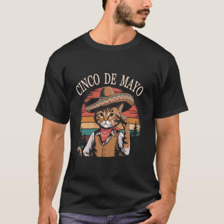 T-shirt Chat cow-boy Cinco de Mayo avec Sombrero