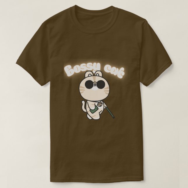 T-Shirt Chat Cute Bossy - Drôle Cat Graphic Tee (Design devant)