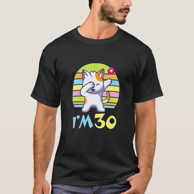 T-shirt Chat Dabbing Avec Coeur Heureux Pour Moi Vous 30 A (Devant)