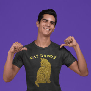 T-SHIRT CHAT DADDY FAUX OR PARTIES SCINTILLANT NOIR T-SHIR