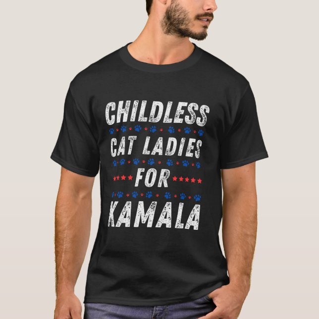 T-shirt Chat Dames sans Enfants Kamala Harris 2024 America (Devant)