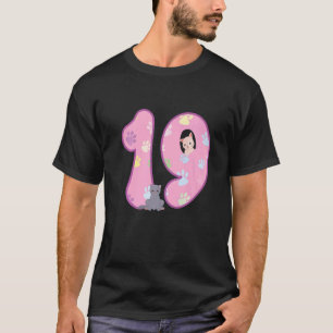 T-shirt Chat d'anniversaire 19 ans  Fête d'anniversaire de