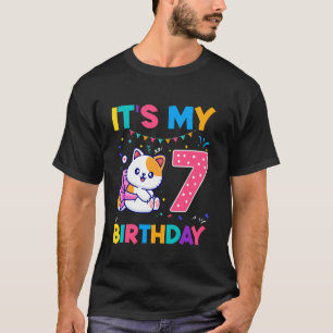 T-shirt Chat d'anniversaire 7 ans Chaton minou 7ème Annive