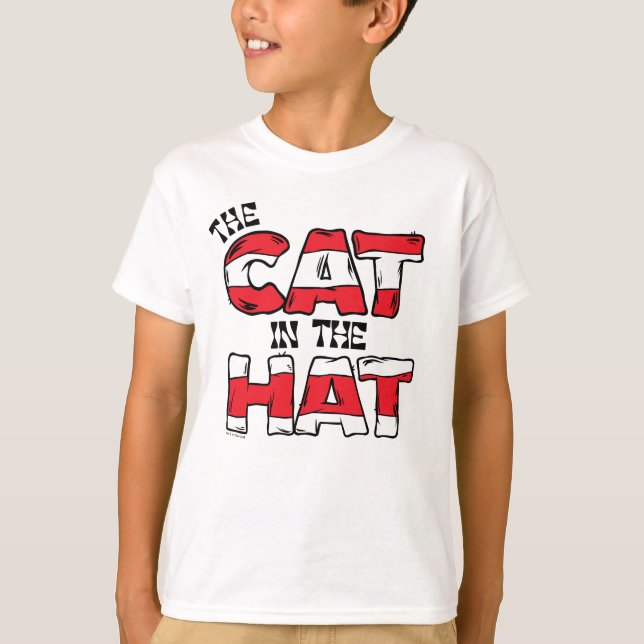 T-shirt Chat dans le Casquette | Texte en bande rouge et b (Devant)