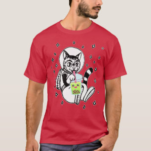 T-shirt Chat dans l'espace Boba Tea Bubble Anime Kawaii 70