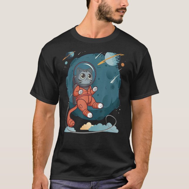T-shirt Chat dans l'espace Chat Nerdy 4 (Devant)
