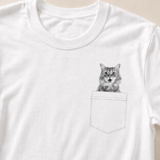 T-shirt Chat Dans Poche | Photo De Compagnon Personnalisée