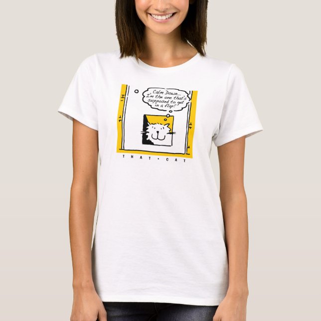 T-shirt Chat dans un rabat de chat. Propriétaire ou Amoure (Devant)