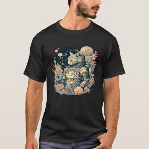 T-shirt Chat d'astronaute créatif Abstrait avec une Pop de