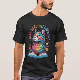 T-shirt Chat de bibliothèque Amateur de livres Bibliophile