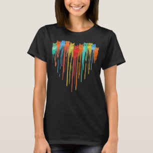 T-shirt Chat de cœur Chat arc-en-ciel Chat coloré