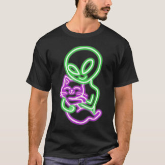 T-shirt Chat de compagnie extraterrestre Ufo Lune Jour Pro
