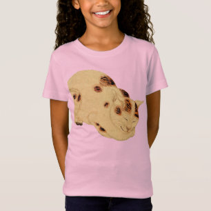 T-Shirt Chat de couchage antique Bois japonais Ukiyo-e