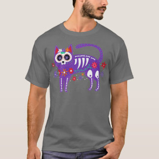 T-shirt Chat de crâne de sucre Jour de la mort Squelette C