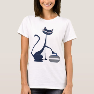 T-shirt Chat de curling