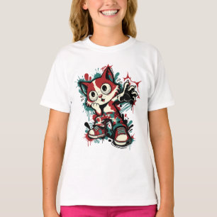 T-shirt Chat de dessin animé graffiti mignon