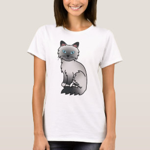 T-shirt Chat de dessin animé mignon Birman / Ragdoll au po