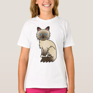 T-shirt Chat de dessin animé mignon Birman / Ragdoll au po