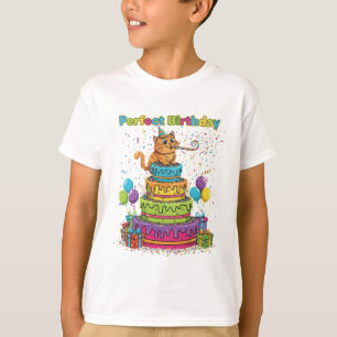 T-shirt Chat de dessin animé mignon d'anniversaire parfait
