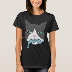 T-shirt Chat de dessin animé tenant fièrement sa prise de