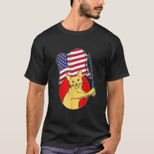 T-shirt Chat de drapeau américain Joyeux 14 juillet