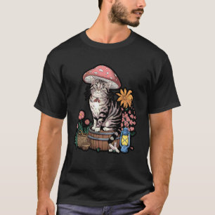 T-shirt Chat de forêt avec conception de chapeau de champi