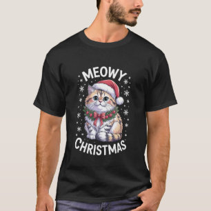 T-shirt Chat de forêt norvégienne Meowy Noël Couronne de f