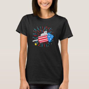 T-shirt Chat de fusée d'astronaute patriotique Drapeau amé