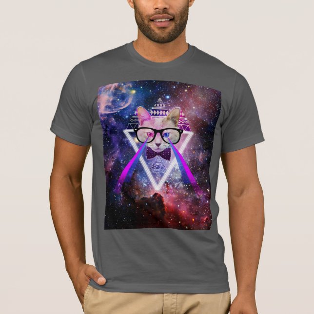 T-shirt Chat de galaxie de hippie (Devant)