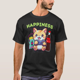 T-shirt Chat de gamer de bonheur drôle Soda Pop & Les 80s