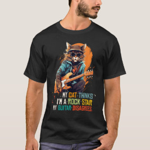 T-shirt Chat de guitare cool Rock avec une tonalité Rock'n