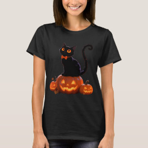 T-shirt Chat de Halloween Citrouille Chat Noir Performance