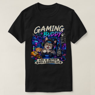 T-shirt Chat de jeu – Drôle de chat de gamer compagnon de 