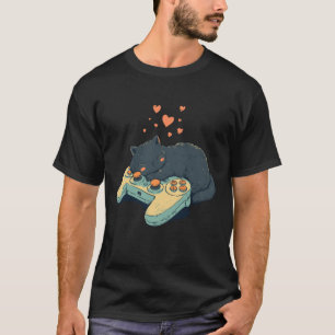 T-shirt Chat de joueur Graphique u2013 Drôle Kitty endormi