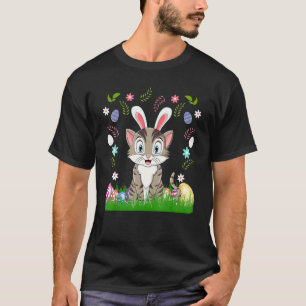 T-shirt Chat de jour de Pâques Graphique Mignon Panier d'o