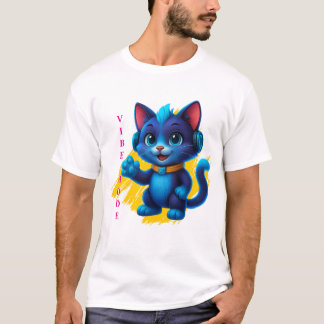 T-shirt Chat de Kawaii avec écouteurs