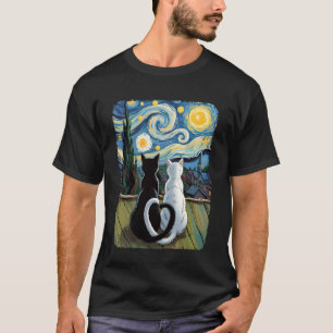 T-shirt Chat de la nuit étoilée de Van Gogh